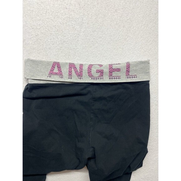 Y2K Victoria's Secret Fold Over Waistband Angel Spell Out Leggings Medium Long - Picture 2 of 5